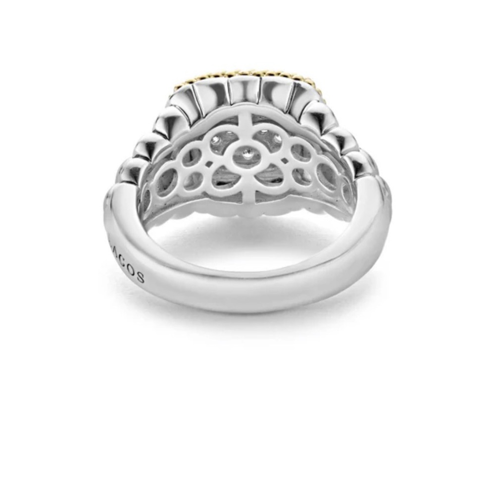 LAGOS Caviar Lux Square Diamond statement ring in Sterling Silver and 18k Gold - Picture 6 of 6